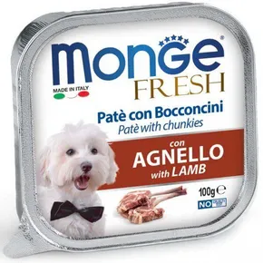MONGE FRESH - Pastete und Stücke mit Lammfleisch 100 g für Hunde